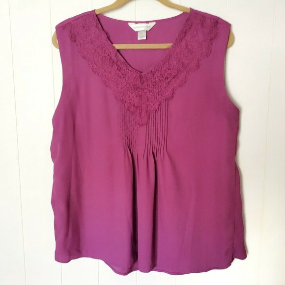 Christopher & Banks Sleeveless Lace trim Blouse XL - Picture 1 of 4